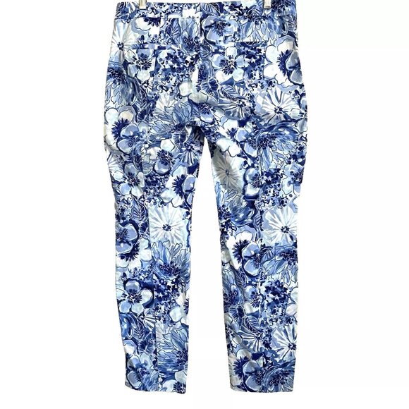 Lilly Pulitzer Kelly Pants 10 Floral Skinny Coastal Blue Catch N Keep Vacation - Picture 3 of 9